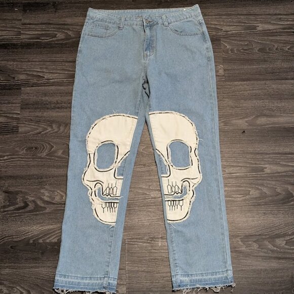 J23 NO NAME Skelton Head Jeans - Picture 1 of 6